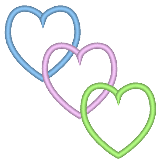 Satin Stitch Hearts Machine Embroidery Design