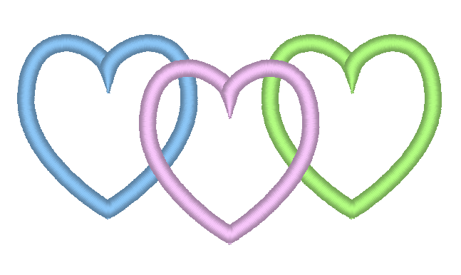 Satin Stitch Hearts Machine Embroidery Design Stacked Hearts