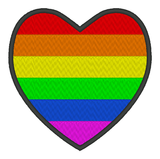 Rainbow Pride Flag Heart Embroidery Design, Heart Pride Flag Patch, 7 Sizes Included