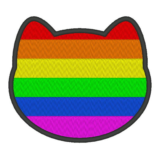 Rainbow Purride Flag Embroidery Design, Cat Pride Flag Patch, 7 Sizes Included