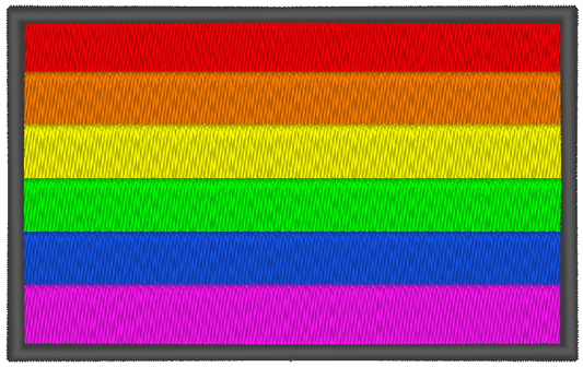 Rainbow Pride Flag Machine Embroidery Design, LGBTQ 6 Color Pride Flag