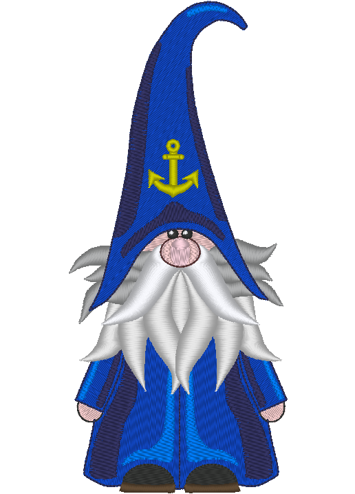 Gnome Machine Embroidery Design, Achor Hat