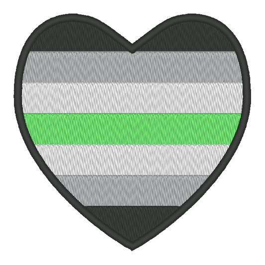 Agender Pride Flag Heart Embroidery Design, Heart Pride Flag Patch, 7 Sizes Included