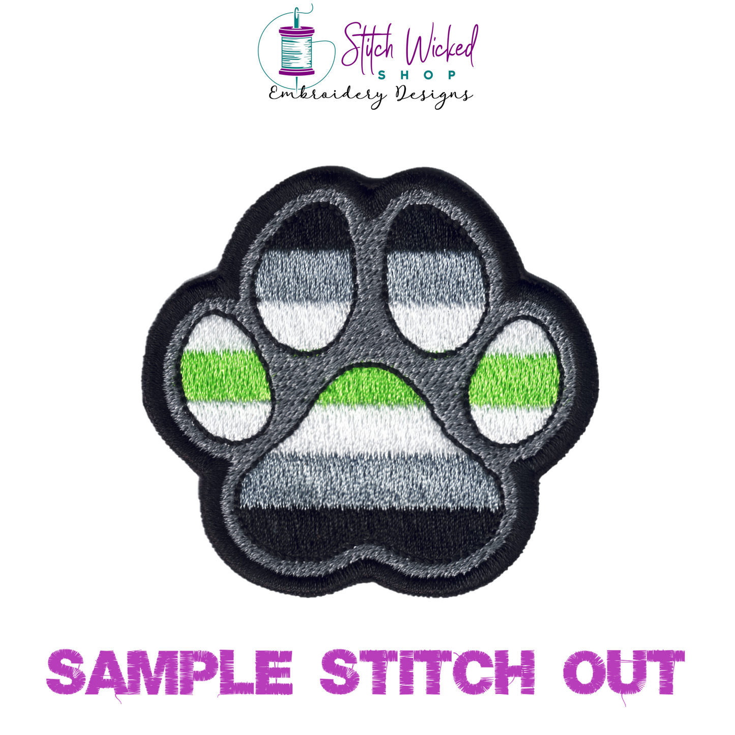Agender Pride Flag Puppy Dog Paw Print Machine Embroidery Design