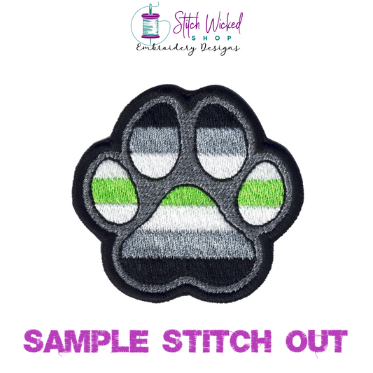 Agender Pride Flag Puppy Dog Paw Print Machine Embroidery Design