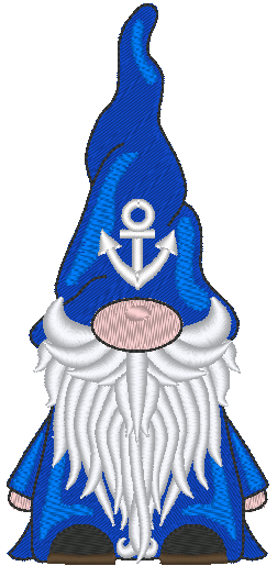 Gnome Machine Embroidery Design, Anchor Hat - Stitch Wicked Shop
