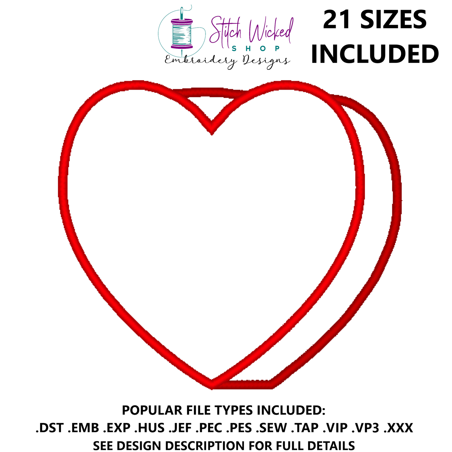 Candy Heart Applique Machine Embroidery Design