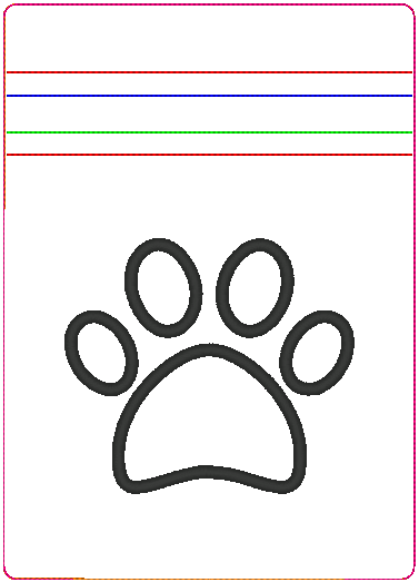 In the Hoop Bag Embroidery Design, Applique Paw Print 5X7 Fully Lined ITH Zipper Bag (No Exposed Seams)