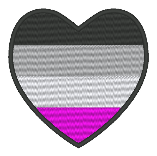 Asexual Pride Flag Heart Embroidery Design, Heart Pride Flag Patch, 7 Sizes Included