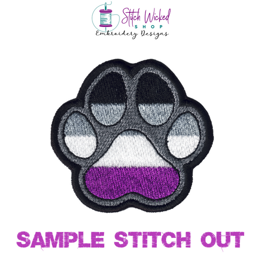 Asexual Pride Flag Puppy Dog Paw Print Machine Embroidery Design