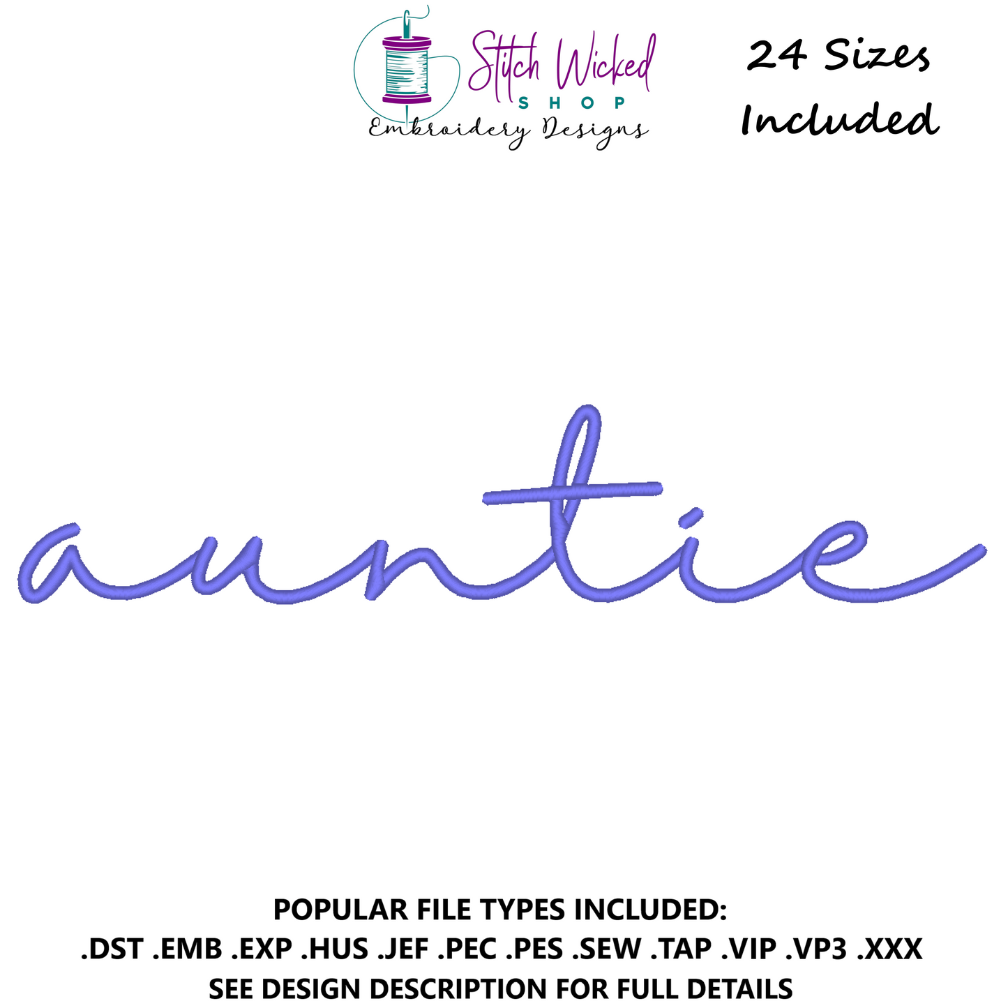 Auntie Script Sweatshirt Embroidery Design