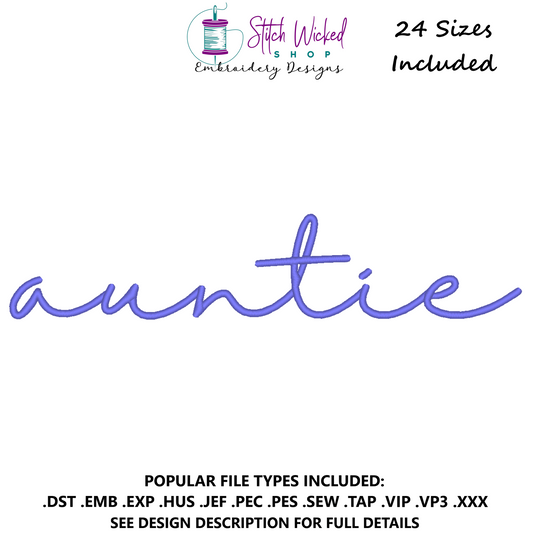 Auntie Script Sweatshirt Embroidery Design