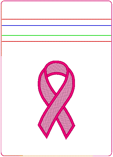 In the Hoop Bag Embroidery Design, Awareness Ribbon 5X7 Fully Lined ITH Zipper Bag (No Exposed Seams)