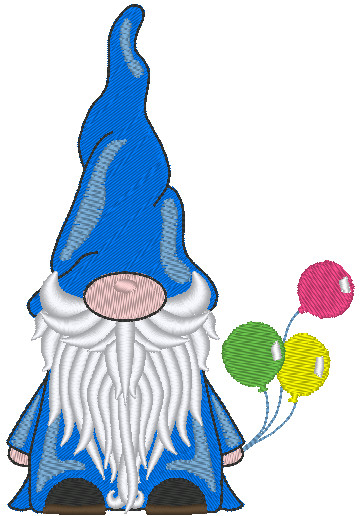 Gnome Machine Embroidery Design, Balloons Gnome - Stitch Wicked Shop