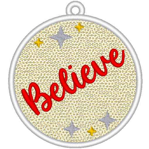 Free Standing Lace Christmas Ball Ornament Machine Embroidery Design, FSL Believe Decoration