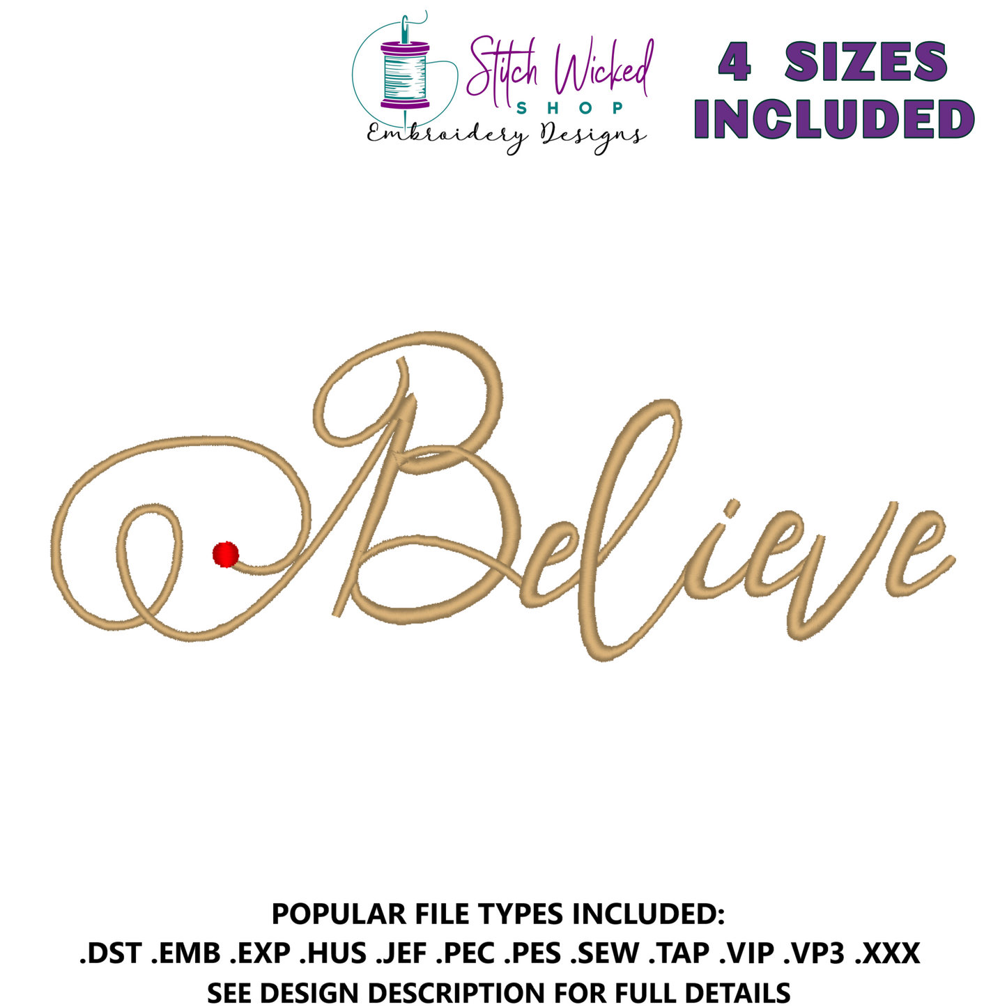 Believe Machine Embroidery Design, Christmas Embroidery Design