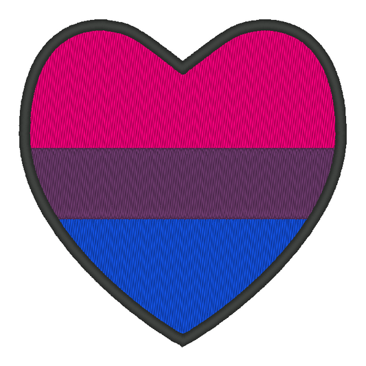 Bisexual Pride Flag Heart Embroidery Design, Heart Pride Flag Patch, 7 Sizes Included