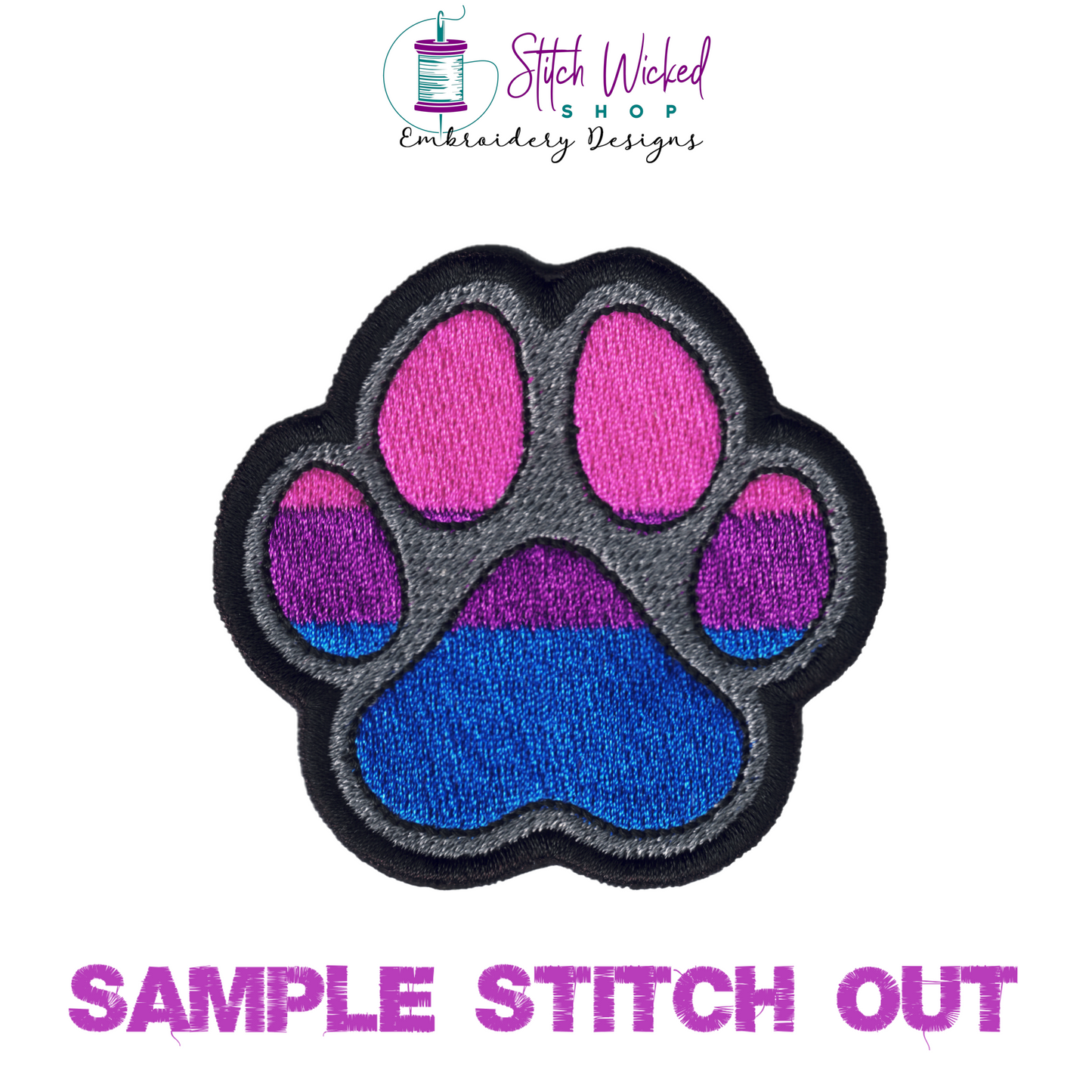 Bisexual Pride Flag Puppy Dog Paw Print Machine Embroidery Design