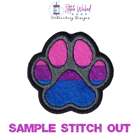 Bisexual Pride Flag Puppy Dog Paw Print Machine Embroidery Design