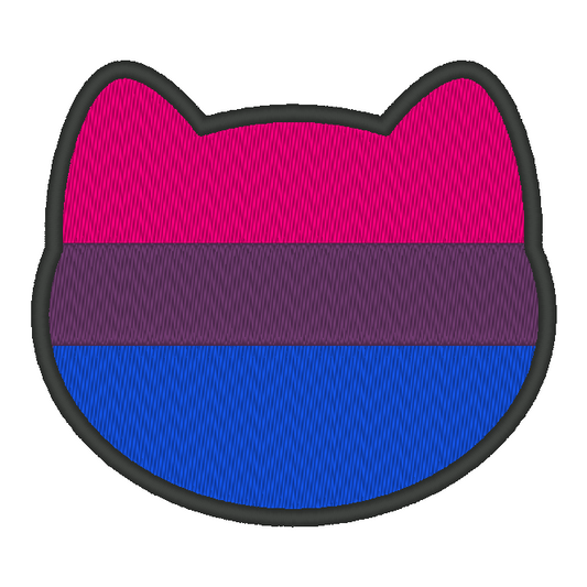 Bisexual Purride Flag Embroidery Design, Cat Pride Flag Patch, 7 Sizes Included