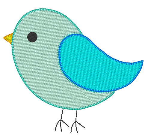 Bird Machine Embroidery Design, Simple Blanket Stitch