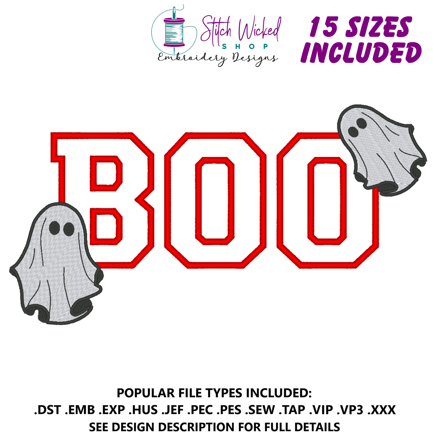 Boo Applique With Ghosts Machine Embroidery Design