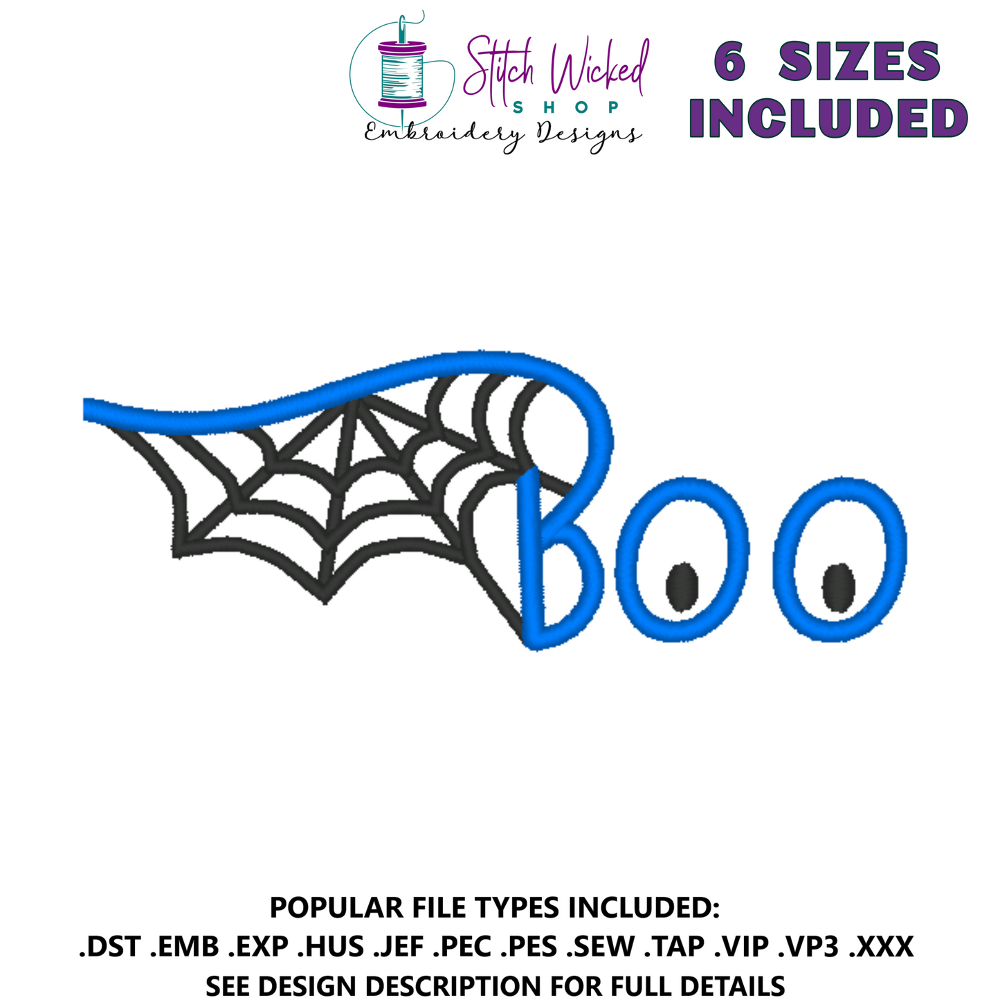 Boo Spider Web Halloween Embroidery Design - Stitch Wicked Shop