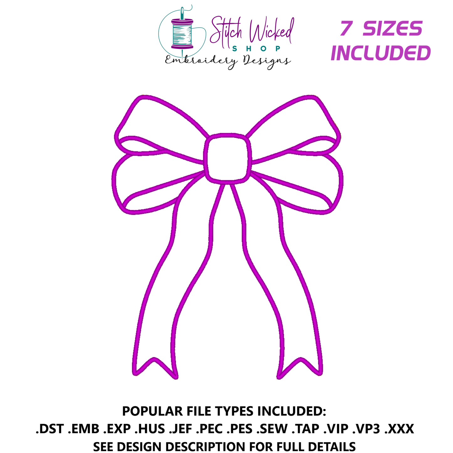 Side Bow Applique Sweatshirt Embroidery Design