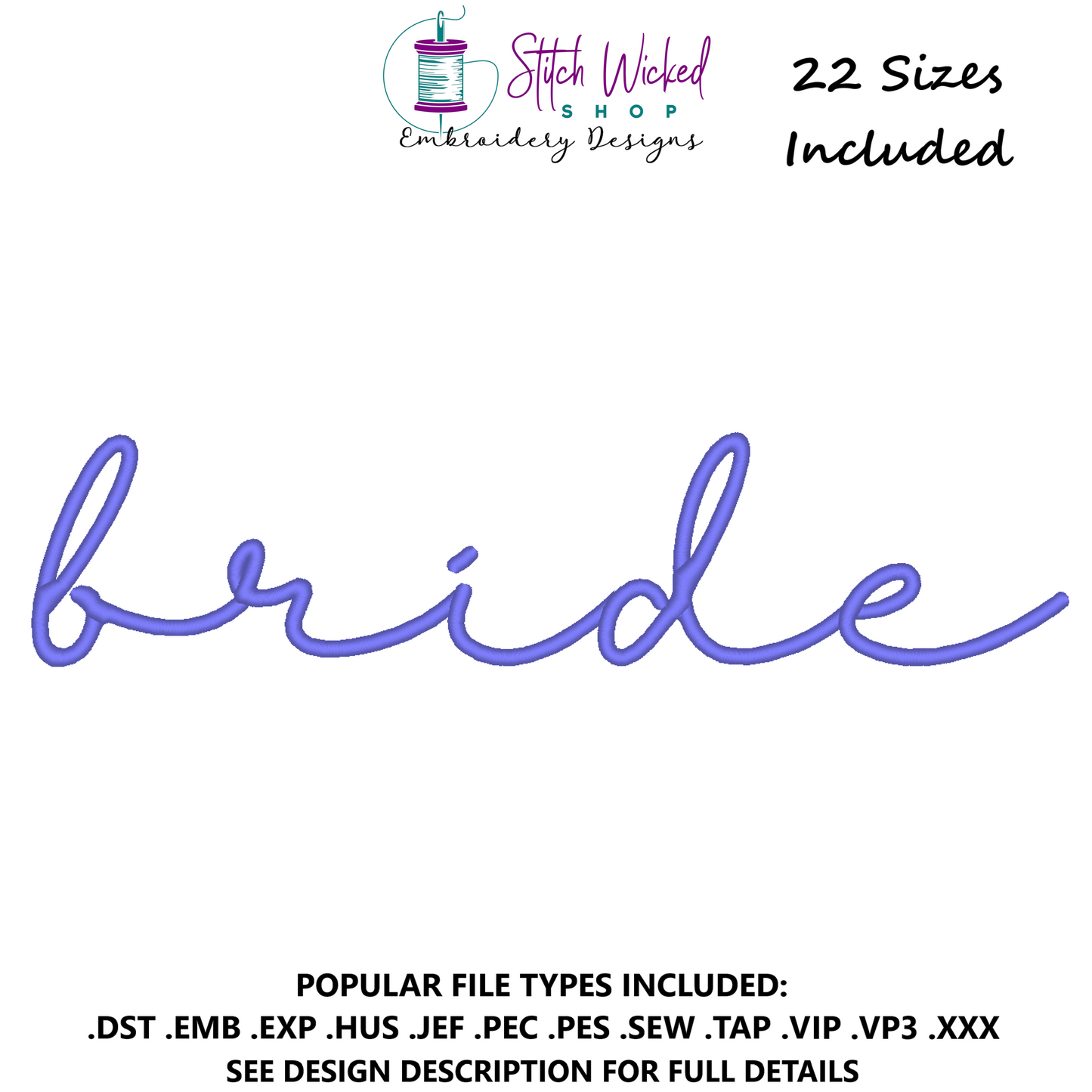 Bride Script Sweatshirt Machine Embroidery Design