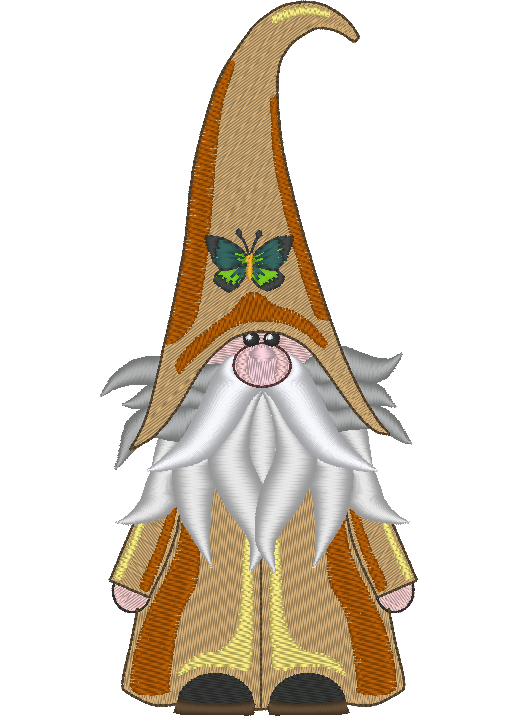 Gnome Machine Embroidery Design, Butterfly Hat