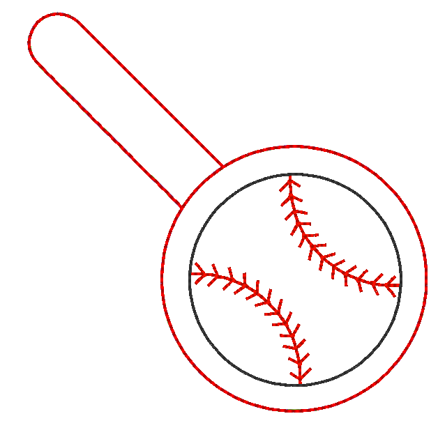 Baseball Key Fob Machine Embroidery Design, ITH Key Fob