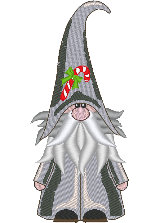 Gnome Machine Embroidery Design, Candy Cane Hat