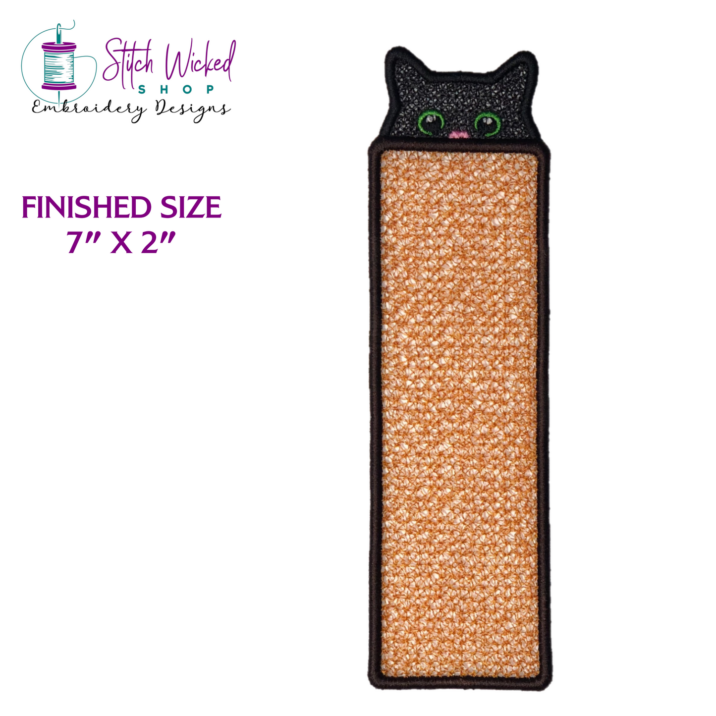 Cat Bookmark Embroidery Design, Free Standing Lace And Applique Designs Included