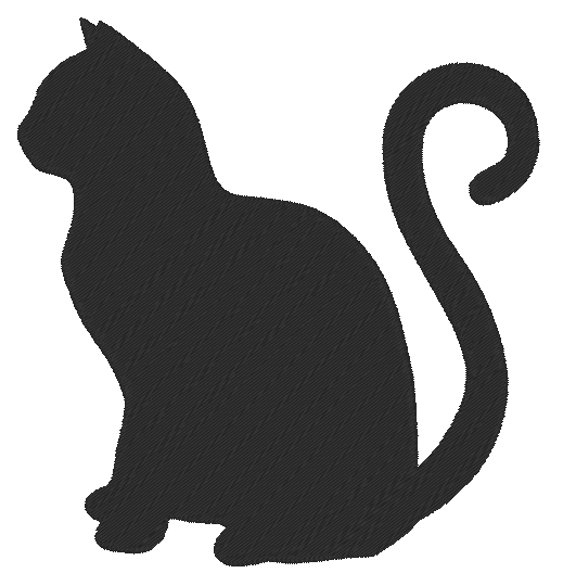 Black Cat Embroidery Design, Cat Sitting Silhouette