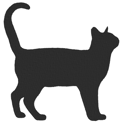 Black Cat Embroidery Design, Cat Standing Silhouette