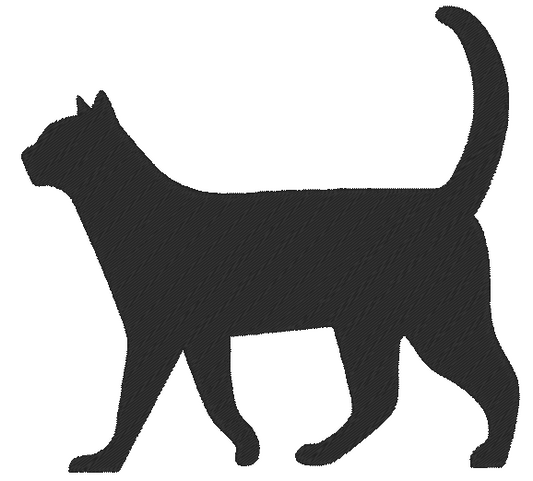 Black Cat Embroidery Design, Cat Walking Silhouette