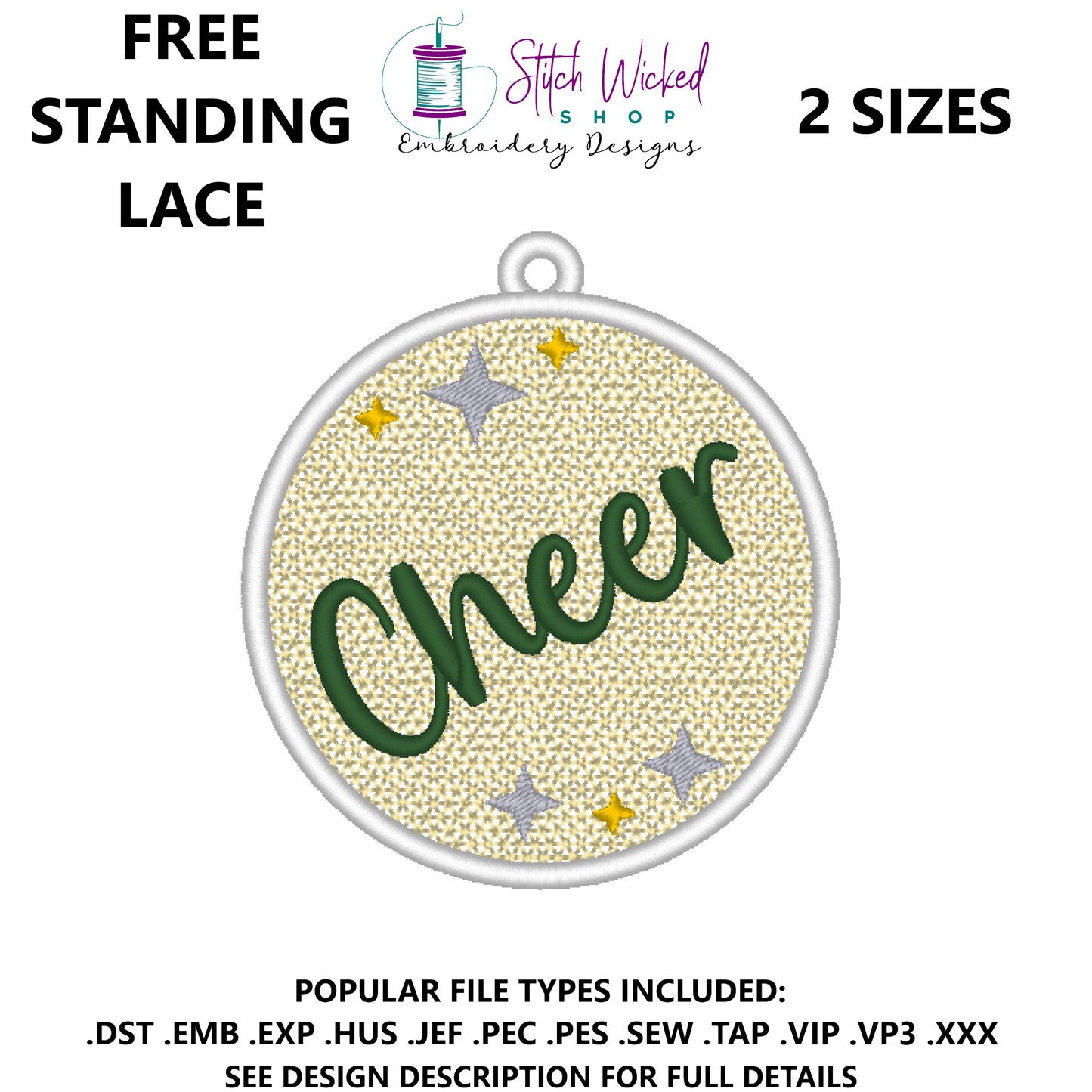Free Standing Lace Christmas Ball Ornament Machine Embroidery Design, FSL Cheer Decoration
