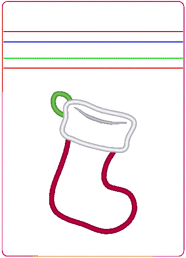 In the Hoop Bag Embroidery Design, Applique Christmas Stocking 5 X 7 Fully Lined ITH Zipper Bag (No Exposed Seams)