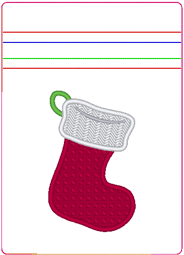 In the Hoop Bag Embroidery Design, Christmas Stocking 5X7 Fully LIned ITH Zipper Bag (No Exposed Seams)