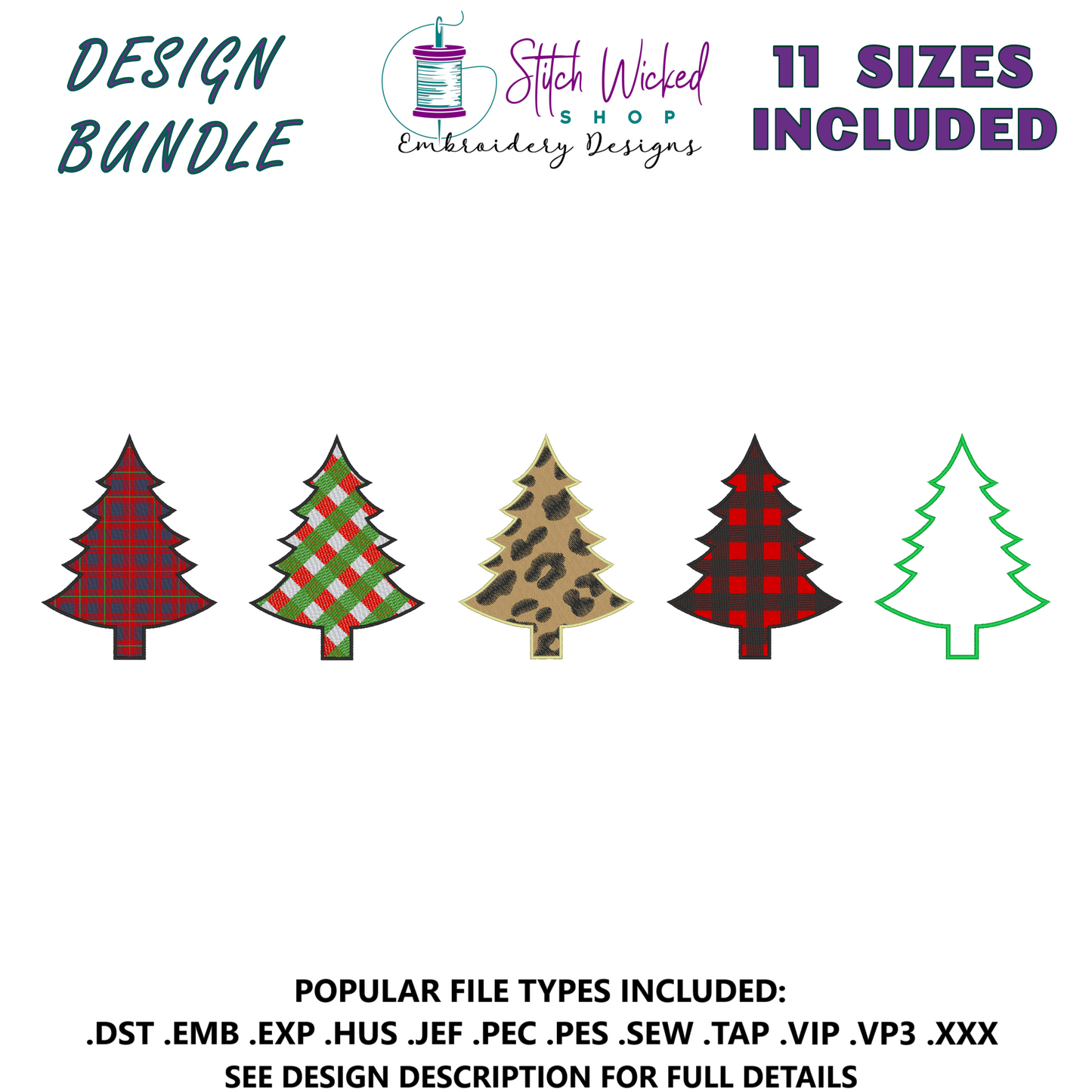Christmas Tree Design Bundle Machine Embroidery Designs - Stitch Wicked Shop