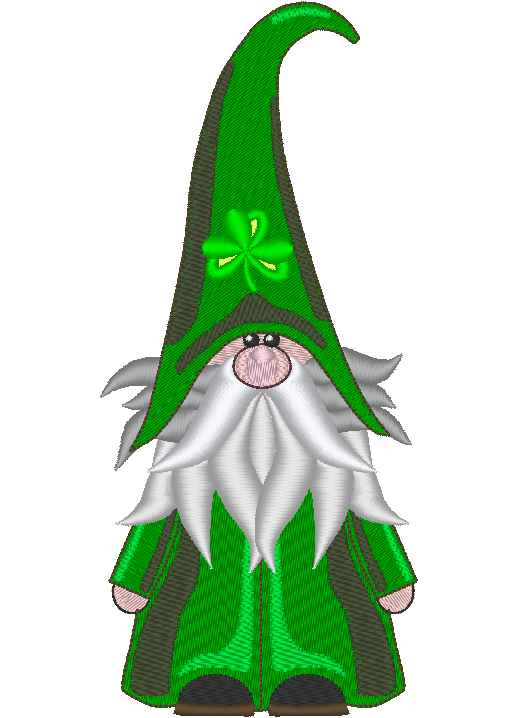 Gnome Machine Embroidery Design, Clover Hat
