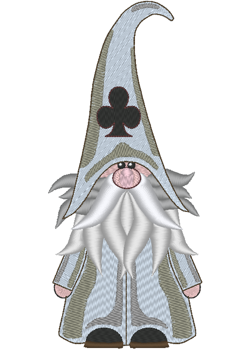 Gnome Machine Embroidery Design, Clubs Hat Card Suit