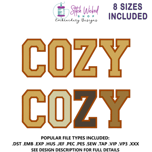 Cozy Sweatshirt Fill Stitch Design, 8 Sizes Included