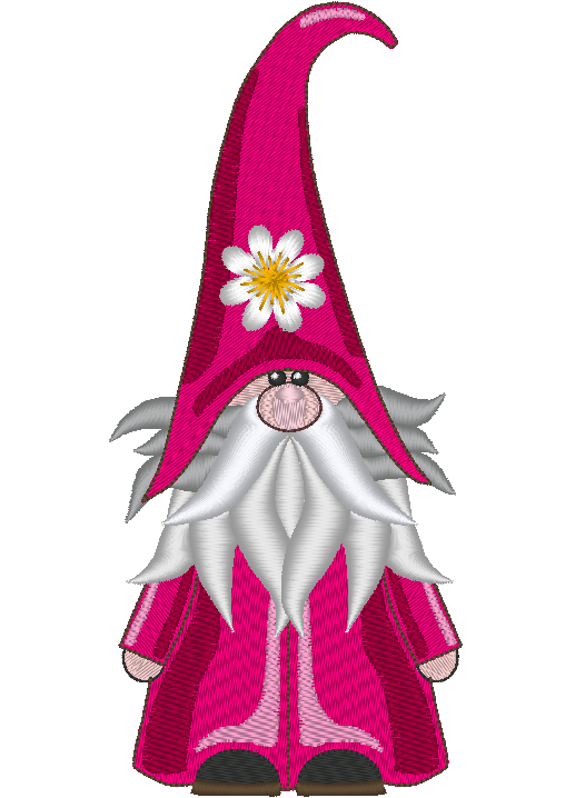 Gnome Machine Embroidery Design, Daisy Hat