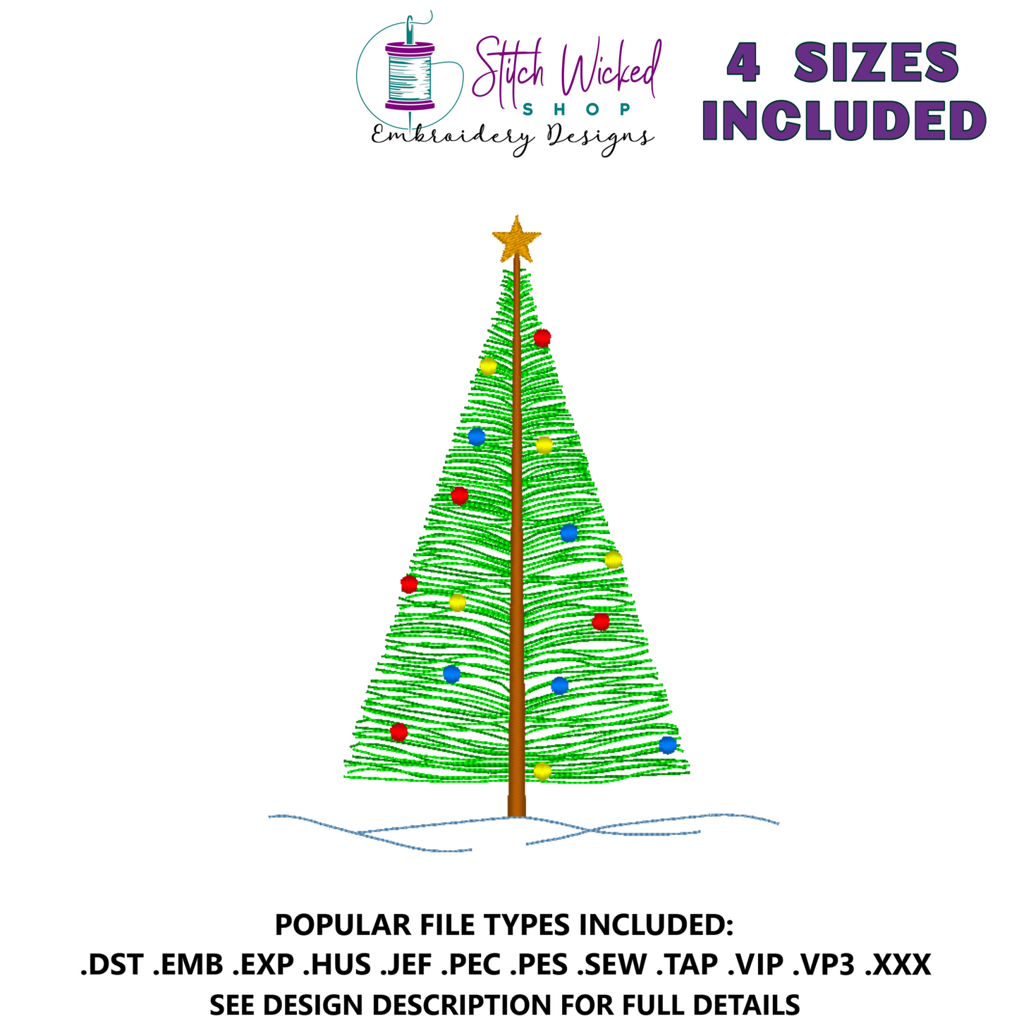 Christmas Forest Pine Machine Embroidery Design