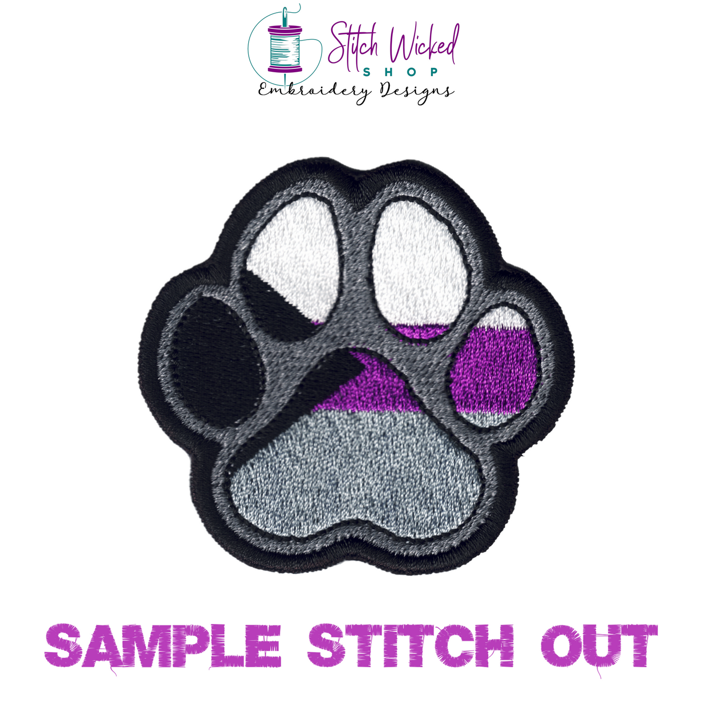 Demisexual Pride Flag Puppy Dog Paw Print Machine Embroidery Design