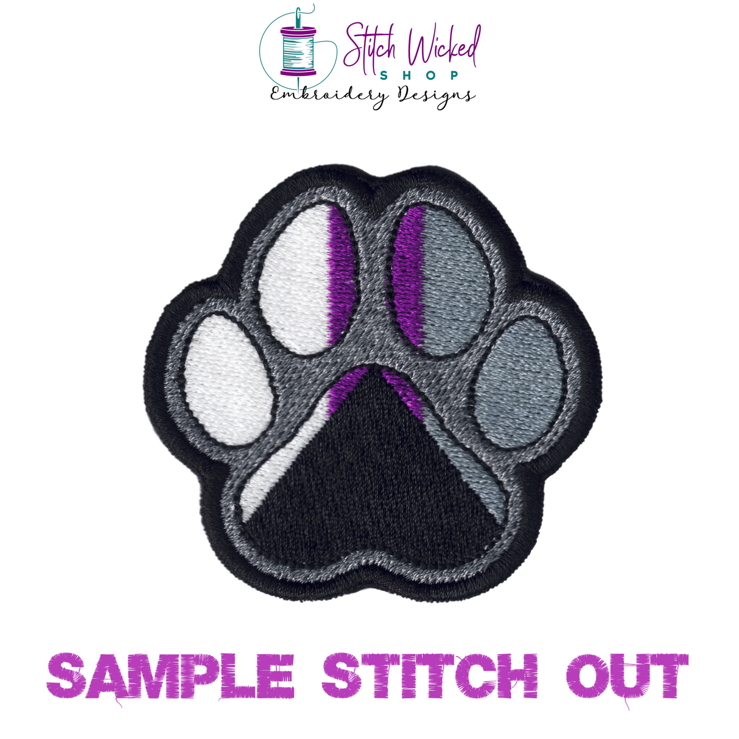 Demisexual Pride Flag Puppy Dog Paw Print Machine Embroidery Design