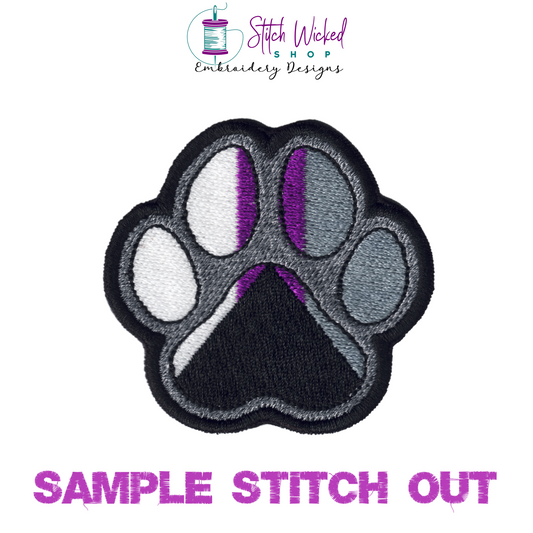 Demisexual Pride Flag Puppy Dog Paw Print Machine Embroidery Design