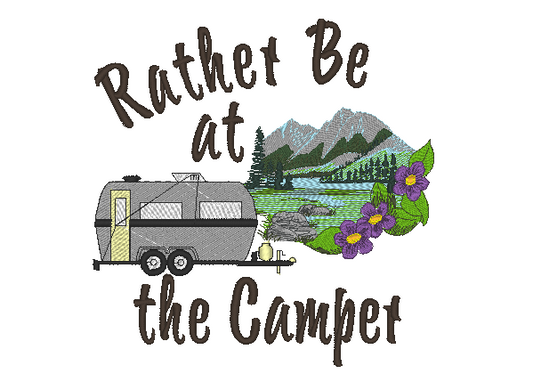 Rather be at the Camper Travel Trailer Machine Embroidery Design - Stitch Wicked Shop