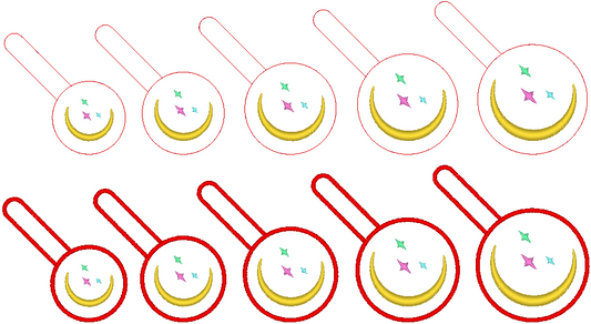 Celestial Stars and Moon Key Fob Machine Embroidery Design